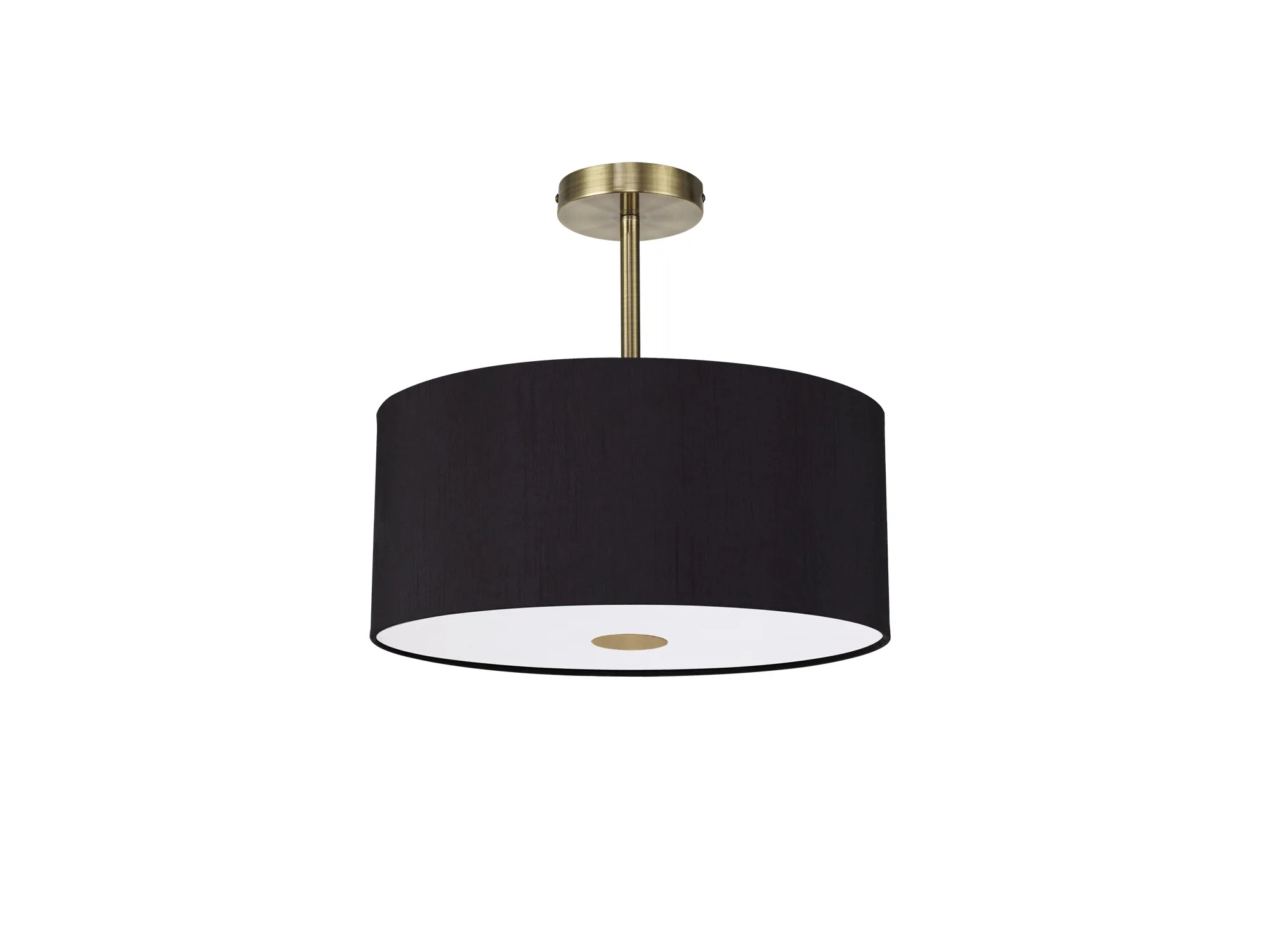 Baymont 40cm Semi Flush Flush 5 Light Antique Brass, Midnight Black/Green Olive, Frosted Diffuser DK0499  Deco Baymont AB BL/GR